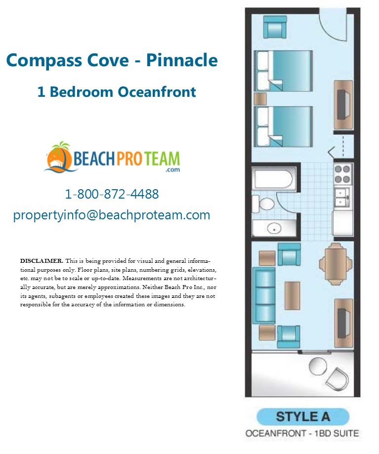 Compass Cove Pinnacle Floor Plan A - 1 Bedroom Oceanfront